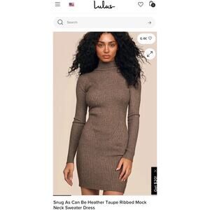 Lulus Snug As Can Be Brown Ribbed Mock Neck Sweater Dress Size Medium